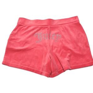 Juicy Couture Velour Spellout Logo Shorts Size L Peach/Pink Y2K Pockets NEW NWOT